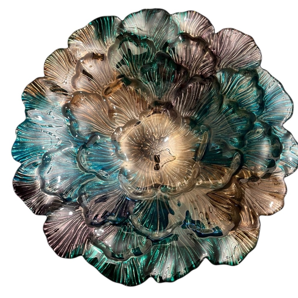 Glass Floral Decorative Bowl